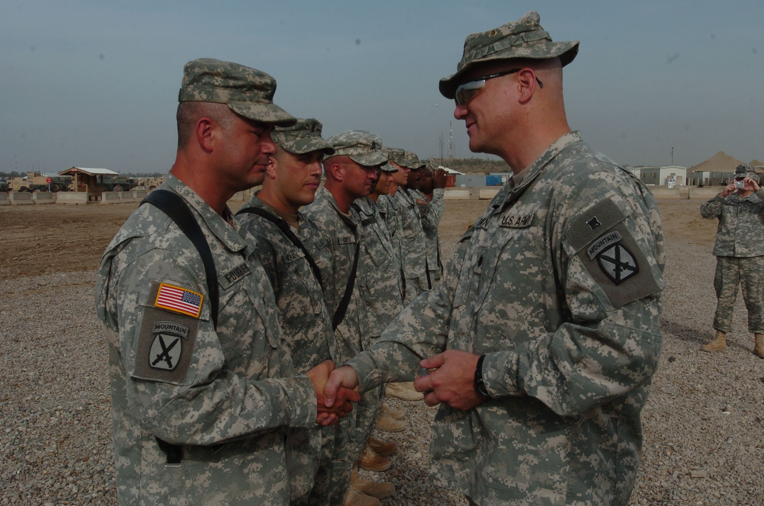 Brown at a medal ceremony at Camp Liberty, Baghdad, in March 2006. 